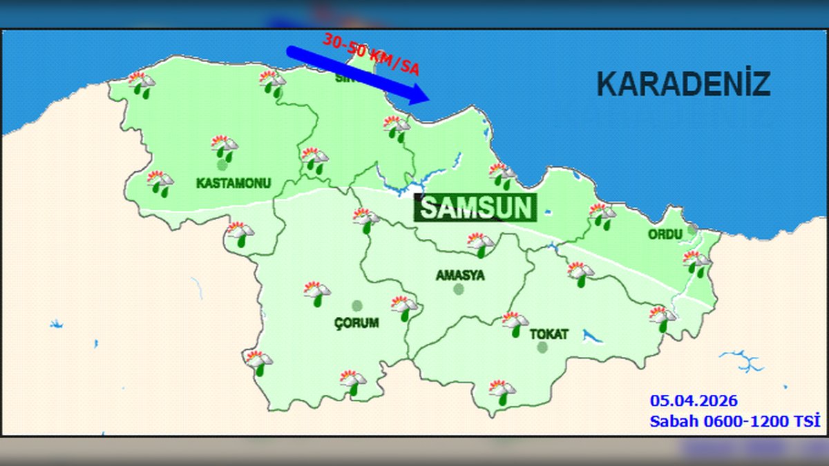 Samsun'da Sağanak Yağış Etkili Olacak: 5 Günlük Hava Tahmini