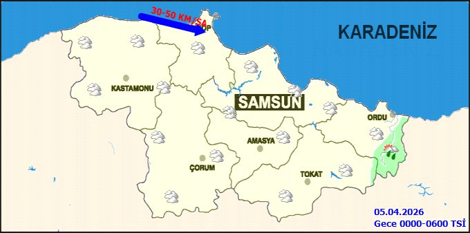 Samsun'da Sağanak Yağış Etkili Olacak: 5 Günlük Hava Tahmini - Görsel 3