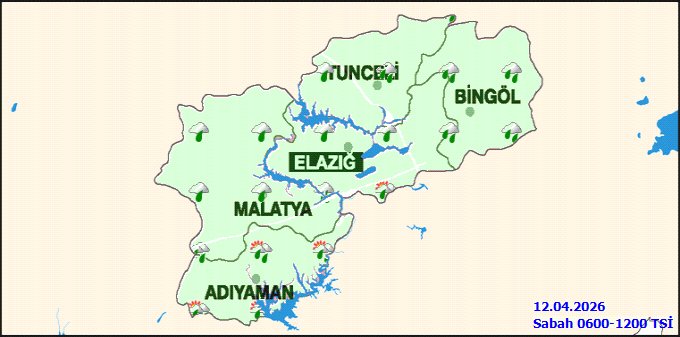 Elazığ'da Hava Durumu: 12 Nisan Pazar Yağmurlu, Sıcaklık 1-12°C - Görsel 2