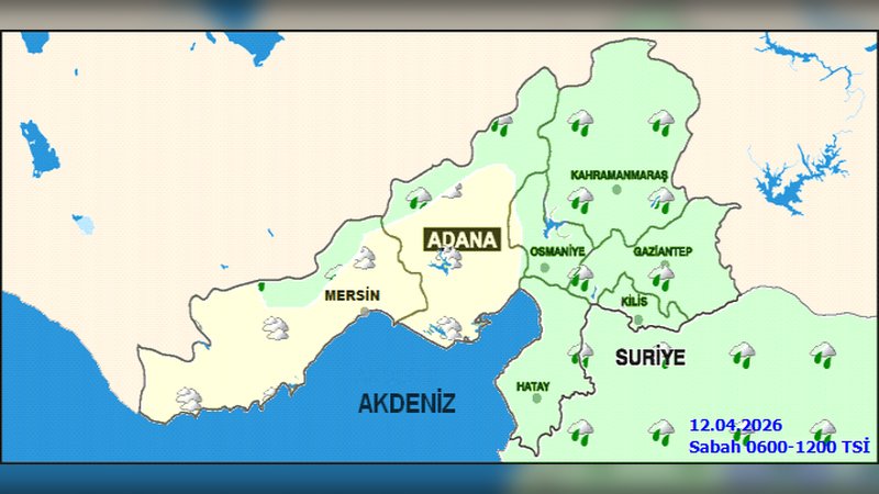 Mersin'de 12 Nisan Hava Durumu: Çok Bulutlu ve Sağanak Yağış Bekleniyor
