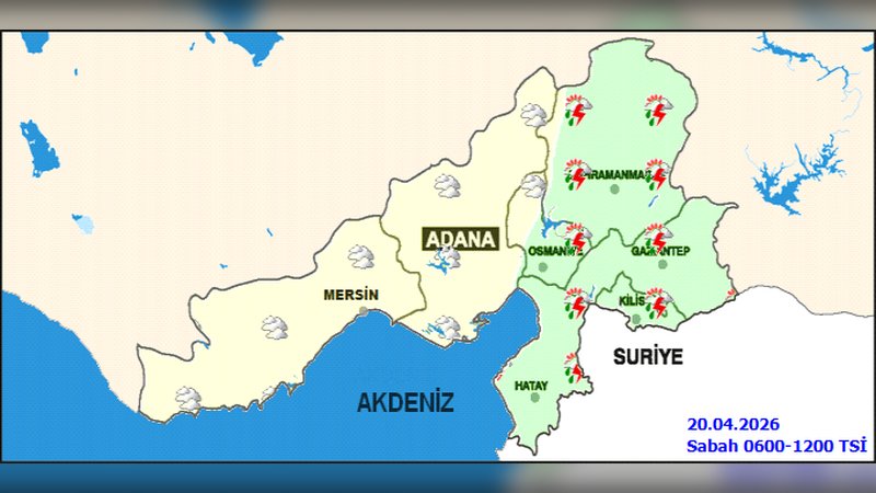 Kahramanmaraş'ta 20 Nisan 2026 Hava Durumu: Sağanak Yağış Bekleniyor