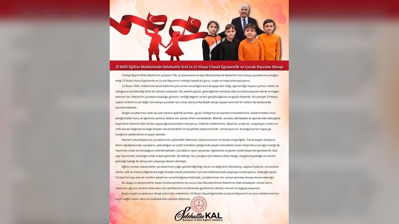 Balıkesir İl Millî Eğitim Müdürü'nden 23 Nisan Mesajı