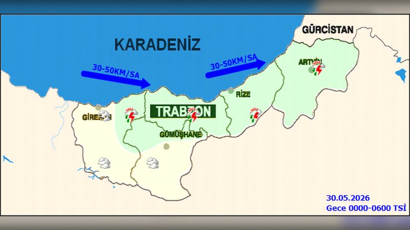 Gümüşhane'de Gök Gürültülü Sağanak Yağış Bekleniyor: Kuvvetli Hava Durumu Uyarısı