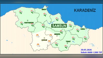 Sinop'ta Parçalı Bulutlu Hava ve Sağanak Yağış Bekleniyor